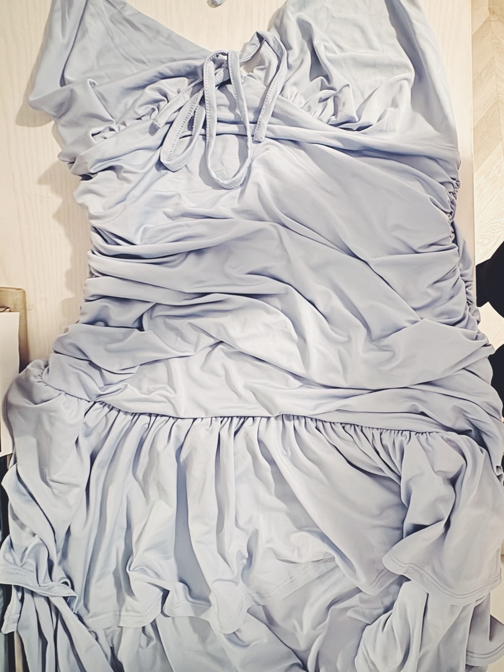 wild fable Light Blue Ruched Maxi Dress with Drawstring